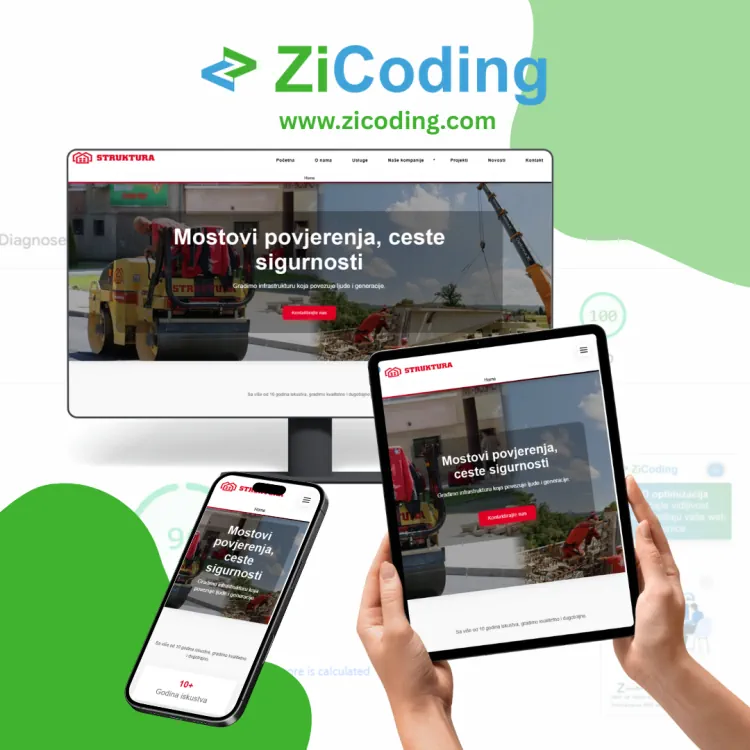 Prikaz izgleda web stranice urađena za klijenta